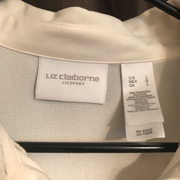 Liz Claiborne Cream Blouse. Ruffles. Large - Picture 5 of 5